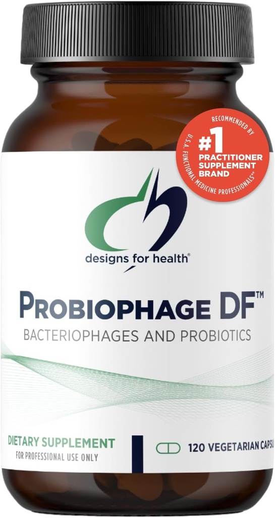 Designs for Health Probiofage DF - Bakteriofage Prebiotic + Probiotic Supplement - Probiotiki za prebavo + Imunska podpora - Dairy Free Pre and Pro Biotics v zapoznelih release kapsule (120 Count)