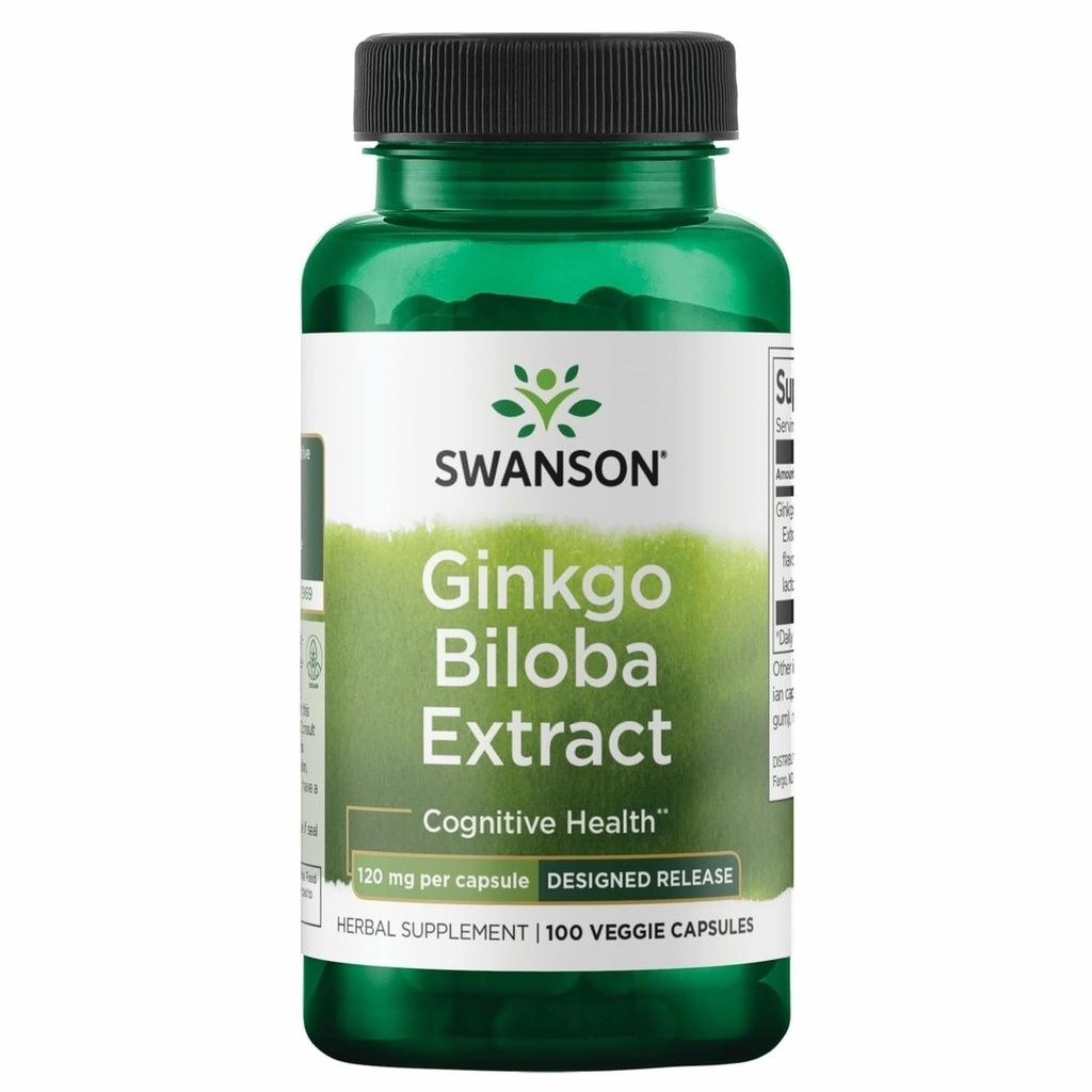 Zapoznelo sproščanje Ginkgo 120 mg 100 Caps by Swanson Ultra