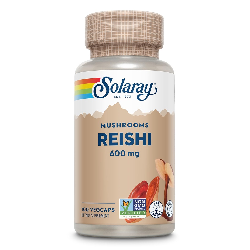 SOLARAY Reishi goba 600mg - Reishi goba kapsule za imuno podporo - Vegan, laboratorij preverjen - 60-dnevni denar nazaj garancije - 100 Serving, 100 VegCaps