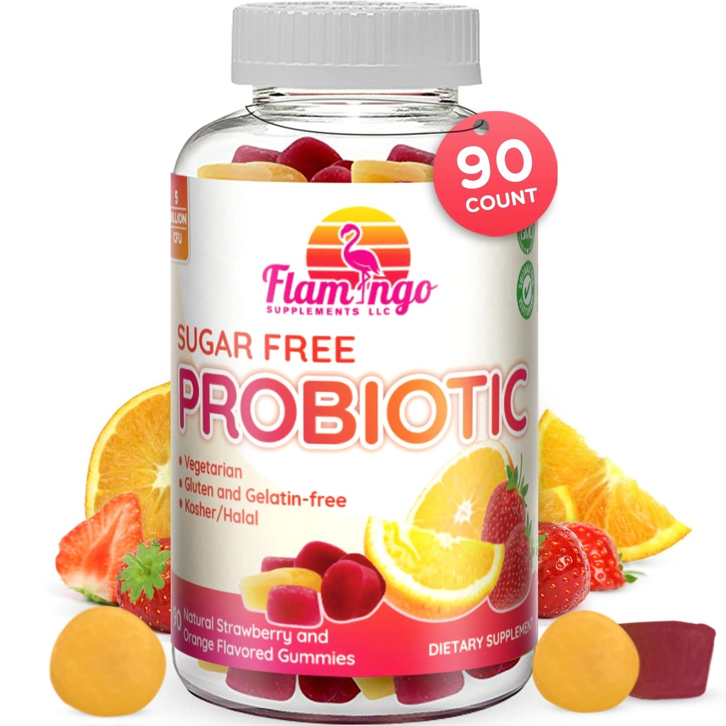 Probiotic Gummies Sugar Free- 3 milijarda CFU Zmanjšajte plin, napenjanje - Probiotiki za ženske, otroke in moške Probiotik- Bacillus Coagulans- Naravni, Vegan, Vegetarian, Košir, Halal -90 Gummy Probiotics