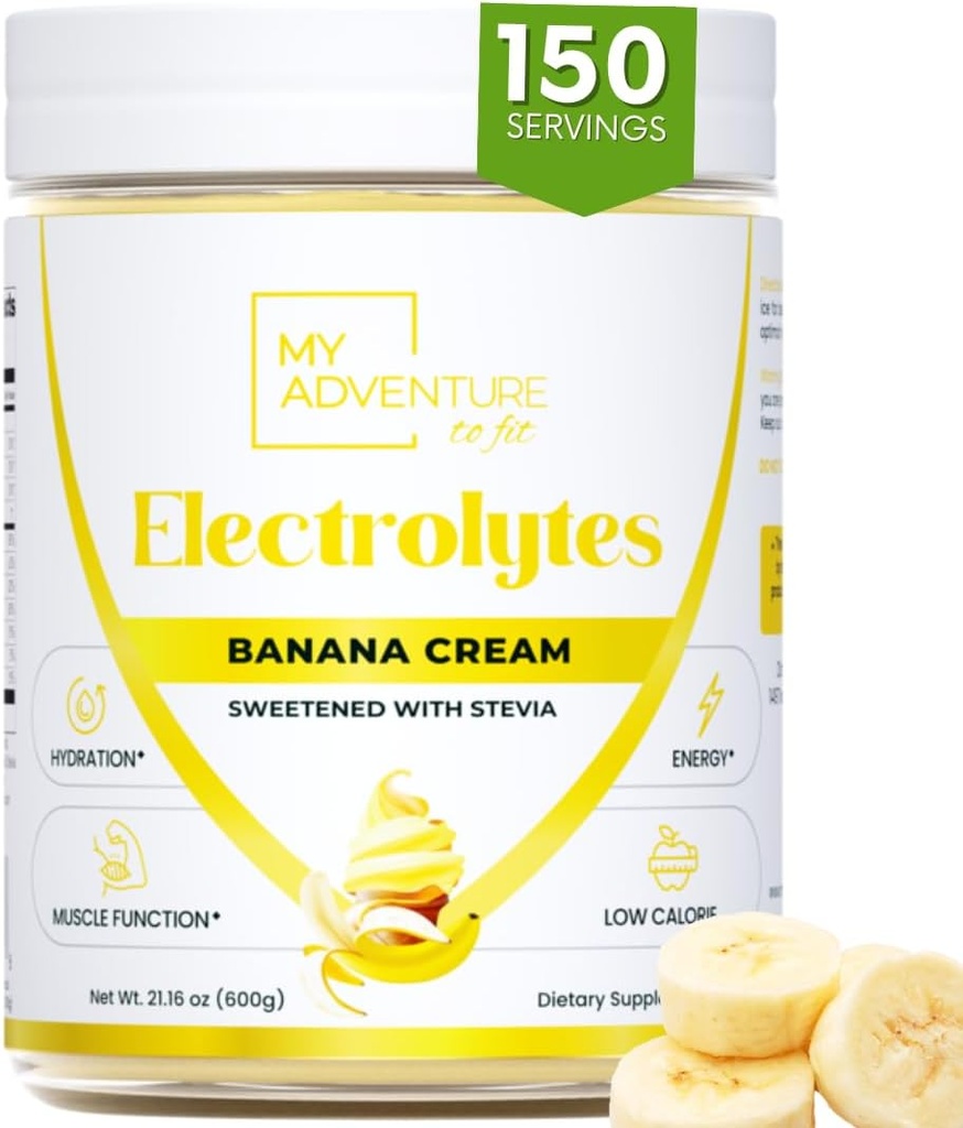 Zero Sugar - Banana Cream Elektroliti v prahu - Osvežilna Hidracija - Kofein brez energije z vsemi naravnimi sestavinami - Vegan Keto & Paleo - Sladkor brez elektrolitov v prahu mešamo - 150 Strežnice