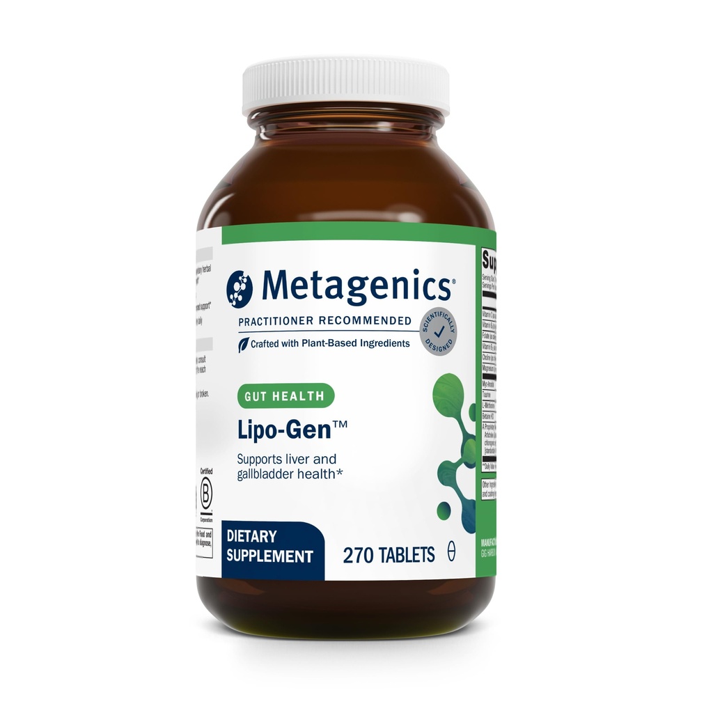 Metagenics Lipo-Gen - Lipotropic Liver & Gallbladder Support Supplement* - with Vitamin B12, Choline, Inositol & Artichoke Extract - Supports Fat Metabolism & Detoxification* - 90 Tablets