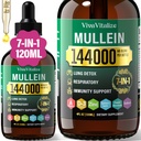 Mullein kapljice za pljuča,144000mg Mullein Leaf Extract za pljuča čiščenje in dihalne funkcije zdravo dihanje imunskega, prebavnega sistema, naravni zeliščni dodatek sladkor & alkohol brez,120-dnevno oskrbo