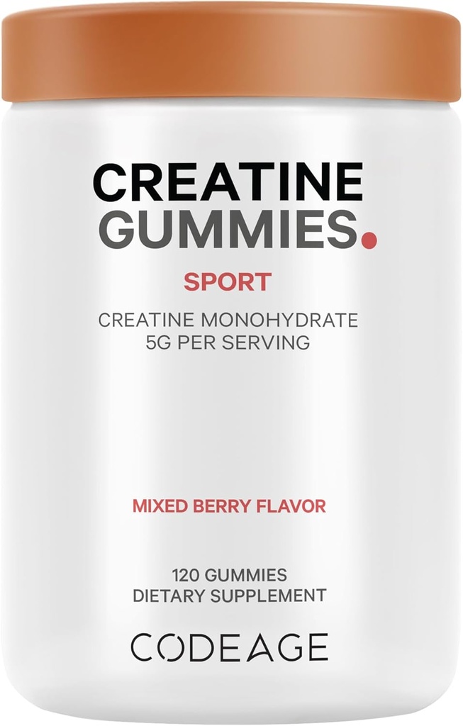 Koda Kreatin monohidrat Gumies Supplement - 5000mg Kreatin - AstraGin Panax & Astralagus - Sport Gummy - Mixed Berry Flavor - Kettlebell Shape Vitamini - Vegan - Non-GMO - 120 Gumies