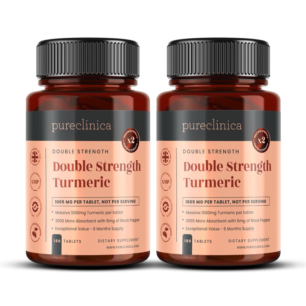Dvojna moč Kurkumin - Massive 1000mg x 360 tablete - 200% več Kurkumin in naravne ravni Potent kurkumin na tableto - s 5 mg izvleček črnega popra za 300% Povečana absorpcija