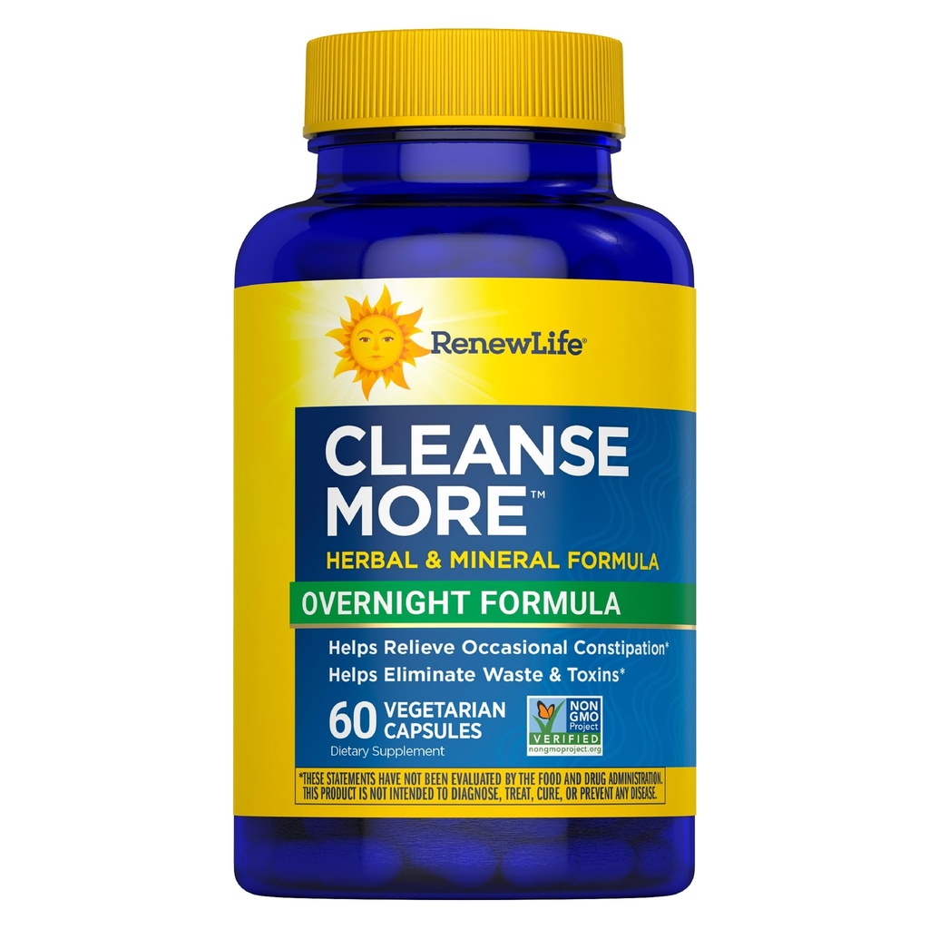 Obnovitev Life Cleanse Več Zeliščna formula z magnezijem za čez noč Occasional Constipation Relief; Pomaga spodbujati izločanje odpadkov in toksinov; Gluten, Mlekarna in soja brezplačno; 60 Vegetarijanske kapsule*