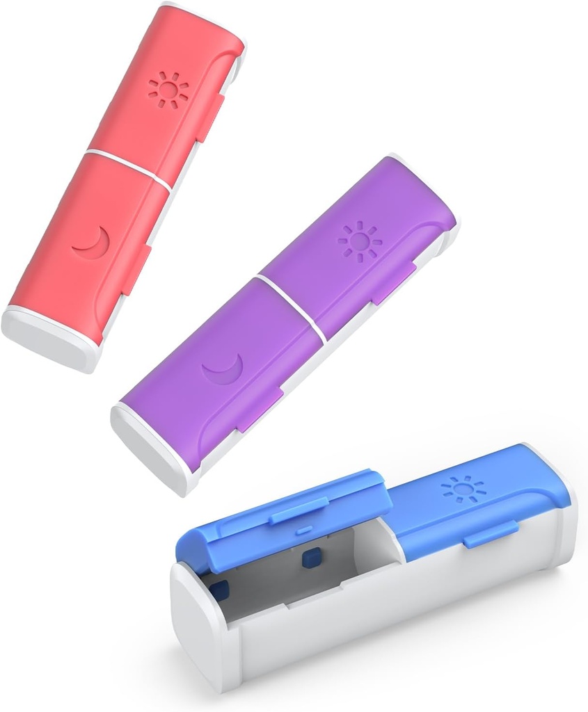 Organizator tablete 2 krat na dan, (3 paket) majhne tablete škatle, Am Pm Daily tablete organizator, Vlažno dokaz tablete potovalne tablete zaboj za žepno torbico, Prenosno Medicine polje za zadrževanje vitamina, ribje olje, Dopolnilo