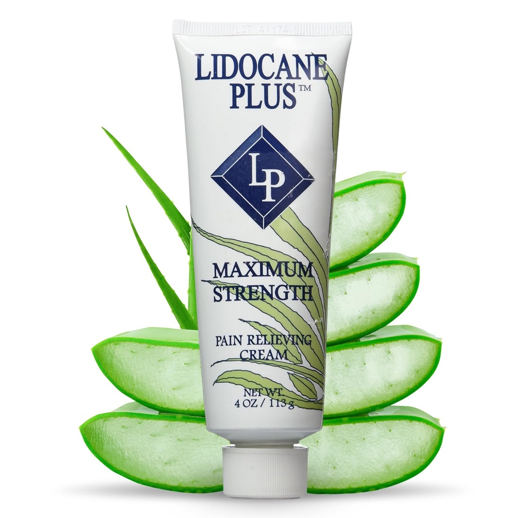 4% Lidocaine Cream Maximum Strength Pain & Itch Relief - Non-Greasy Formula Numbing Cream - Fast Acting Topical Pain Reliever, Soothing Topical Analgesic Aloe Vera Scent - 4 oz