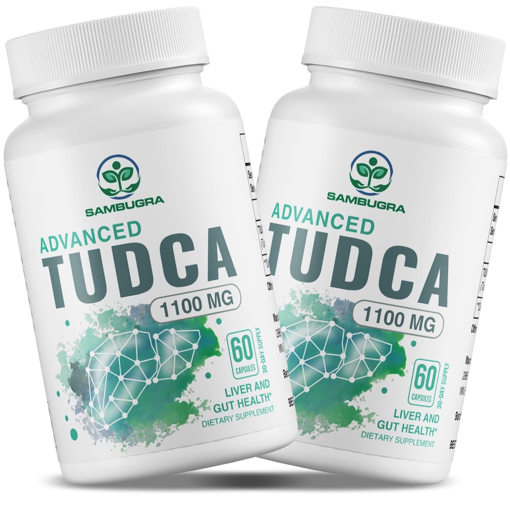 Sambugra TUDCA Jetrni dodatki 1100mg, 3. stranka Tested Ultra moč Bile Sol TUDCA Dopolnilo, Jetrna podpora za čiščenje in popravila, 120 Kapsule