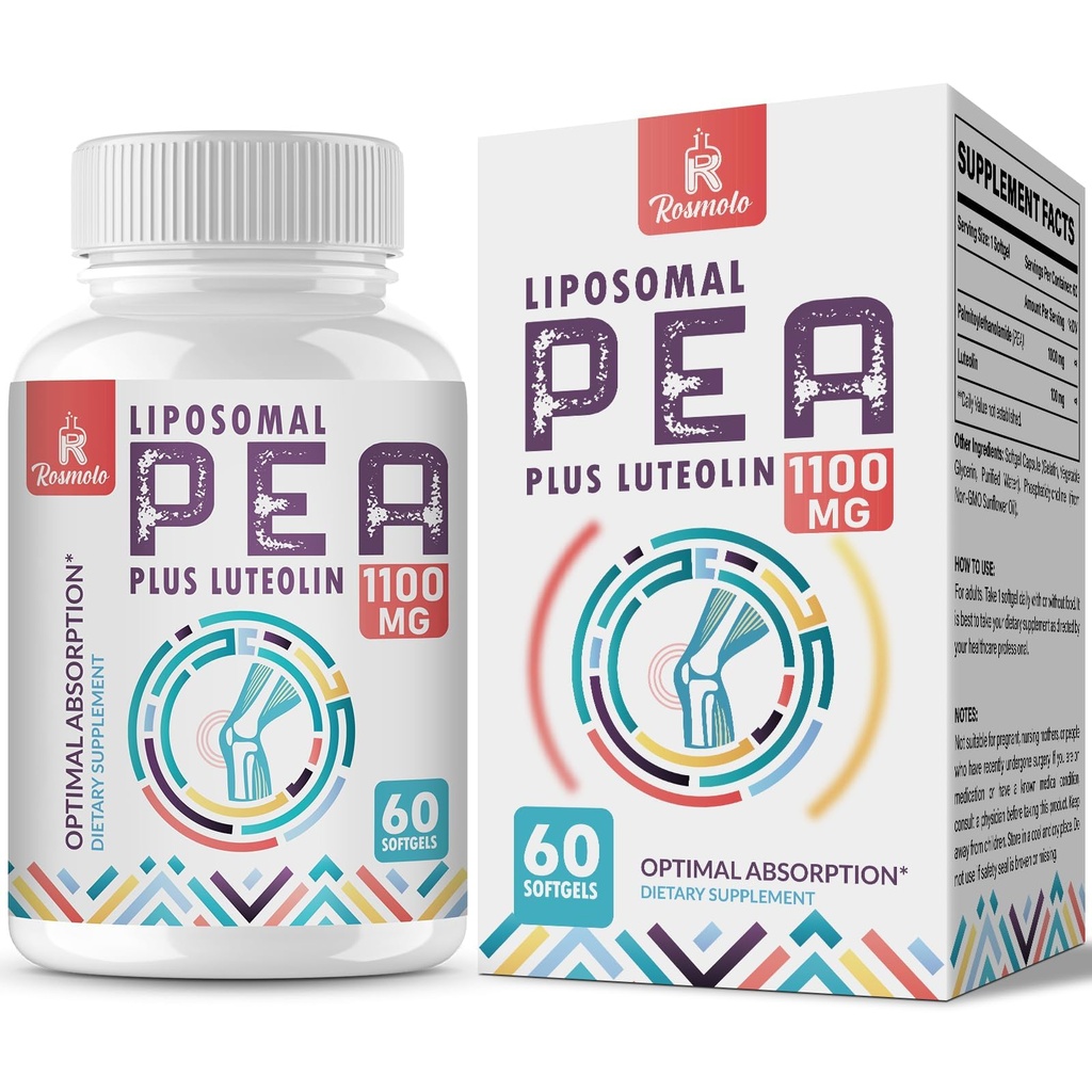 Liposomski palmitoiletanolamid 1000 mg + luteolin 100 mg, mikronizirana pea 99% visoko prečiščena - povečana absorpcija in biorazpoložljivost, 60 Softgels