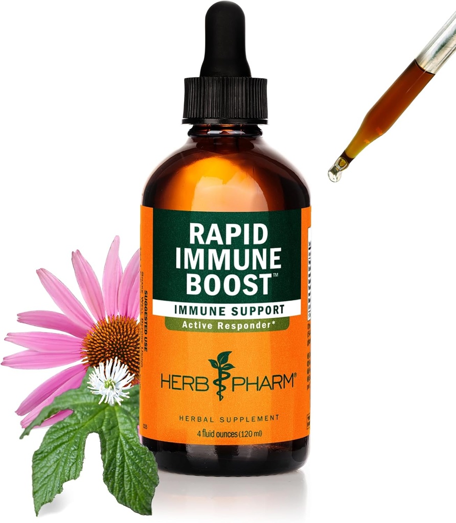 Herb Pharm Organski hitri imunski boost: hitro absorbira tinktura za odrasle, Echinacea Tinkture z Goldenseal, ingver ekstrakt & Elderberry, Imunska podpora dodatek & Wellness Aid, 4 Oz