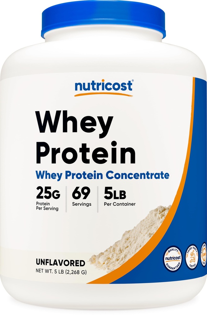 Nutricost Whey Protein Powder, brez arome, 5 funtov - iz koncentrata sirotkinih beljakovin