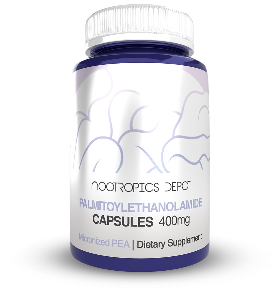 Nootropics Depot Palmitoylethanolamide Capsules | Pea | 400mg Pills | 180 Count | Provides Discomfort Support | Promotes Healthy Joint Function