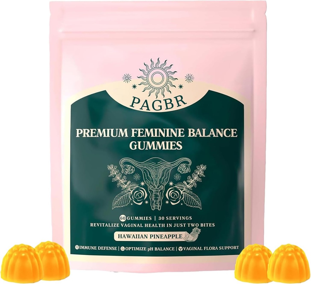 Vitalni vir Feminine Balance Ananas Gummies za izboljšanje imunskega, gluten-free & Halal, Zdravje & Wellness Havajski,Vegan za ženske60 Gummies (1)