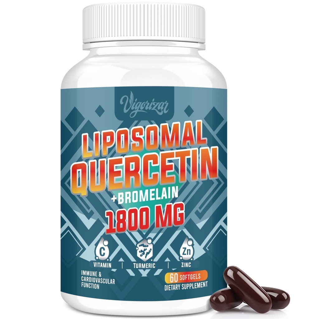 Liposomska Quercetin Phytosome, Quercetin z bromelainom, cinkom in vitaminom C, Bioactive Phytosome Complex, 20X Višja absorpcija - 60 Softgels