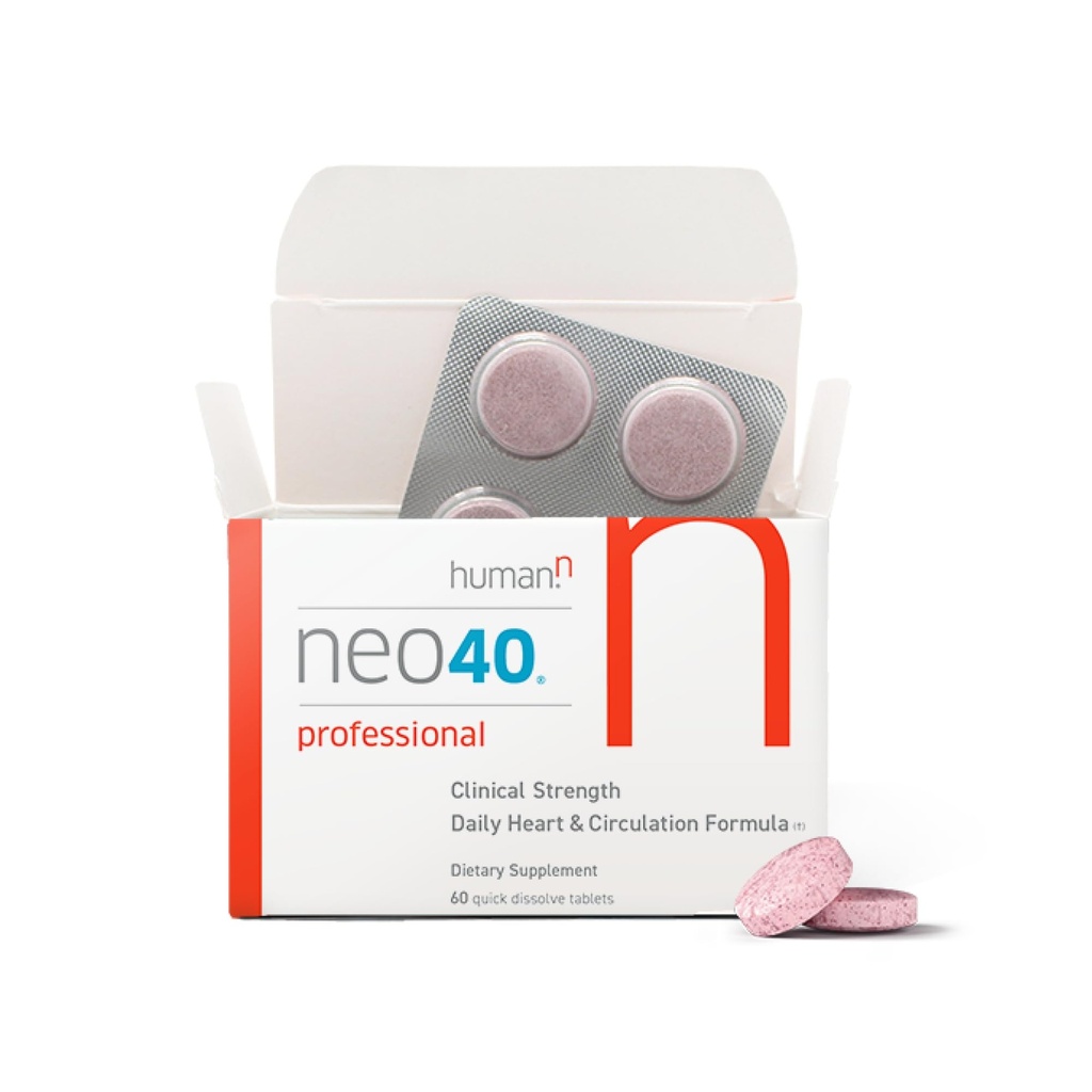 HumanN Neo40 Professional - Daily Heart & Circulation Podpora - Metilfolat, Beet Root Powder, Hawthorn Berry, L-citrulin - 60 Razrešljive tablete