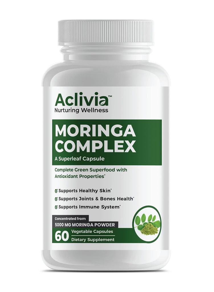 Moringa Complex - maksimalna moč Moringa Oleifera Leaf & Seed Supplement - Superfood kapsule z antioksidantnimi lastnostmi - 5000mg - 60 kapsul