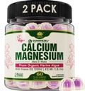 2 Pakiranje - Rastlinski kalcij Gumies 600mg z vitaminom D3 K2, Magnezij, cink za kosti moč, brez sladkorja Kalcij dopolnila za ženske in moške (Certified Vegan) iz Trajno organske rdeče alge