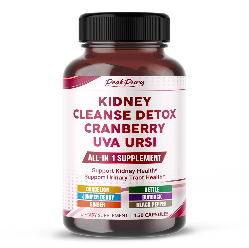 Ultra Kidney Cleanse Detox Supplement- Cranberry, Uva Ursi & Herbal Blend for Kidney Health -Includes Dandelion, Nettle, Juniper Berry 150 Capsules