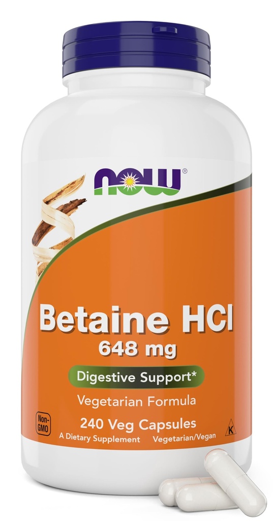Betain HCl 648mg 240 Veg kapsule (paket po 2) - Prebavne encime dodatek - okrepljeno s Pepsin Proteazo za podporo prebavnih beljakovin