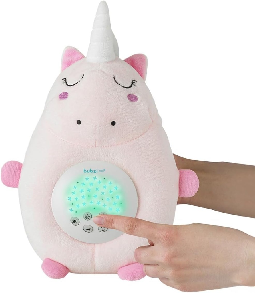 Bubzi Co Sound Machine, Portable Unicorn Soother & Night Light Projector, Comforting Electronic Infant Toddler Sleep Aid & Shush with White Noise