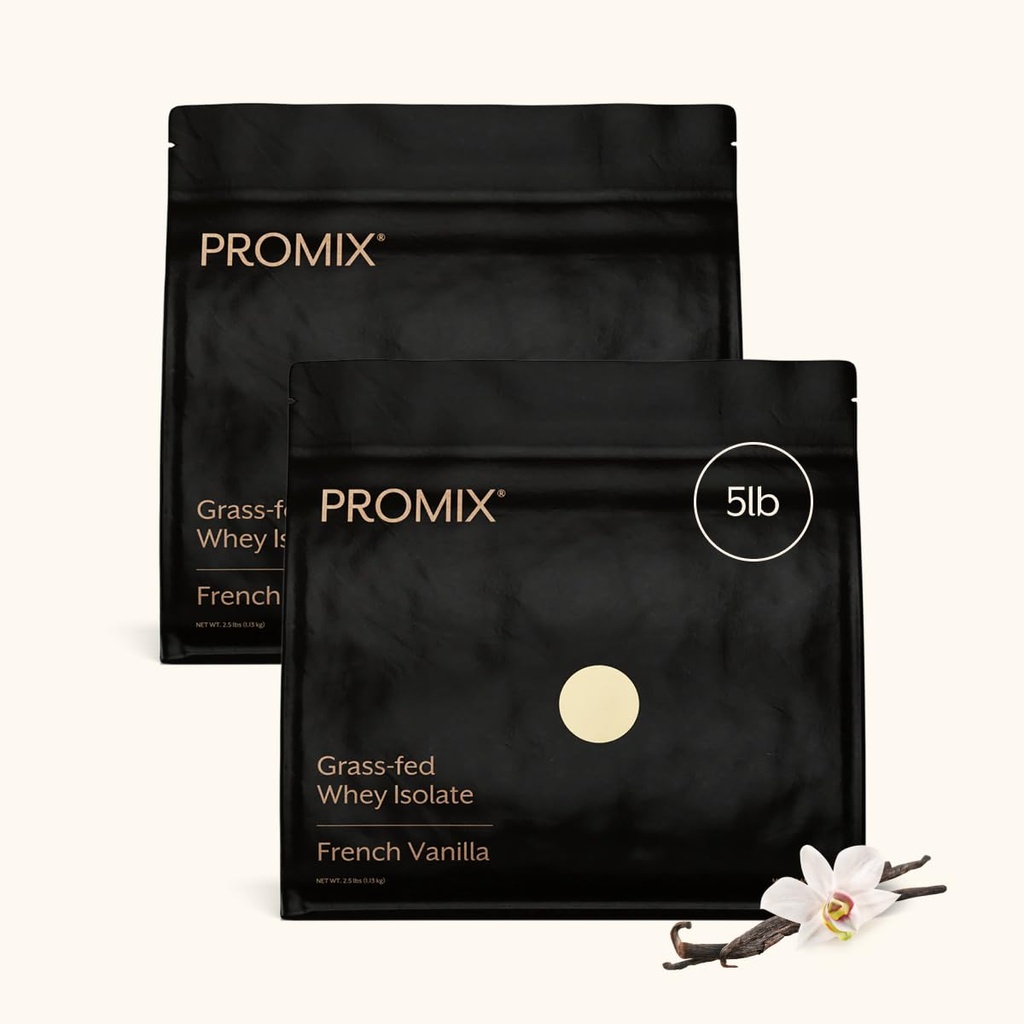 ProMix Nutrition Whey Protein Isolate Powder - Grass-Fed - ‐Post Workout Fitness & Nutrition Shakes, Smoothies, Pekanje in kuhanje recepti - Gluten-free & Keto-Ferily - Vanilla - 5 Pound (Pack of 2)