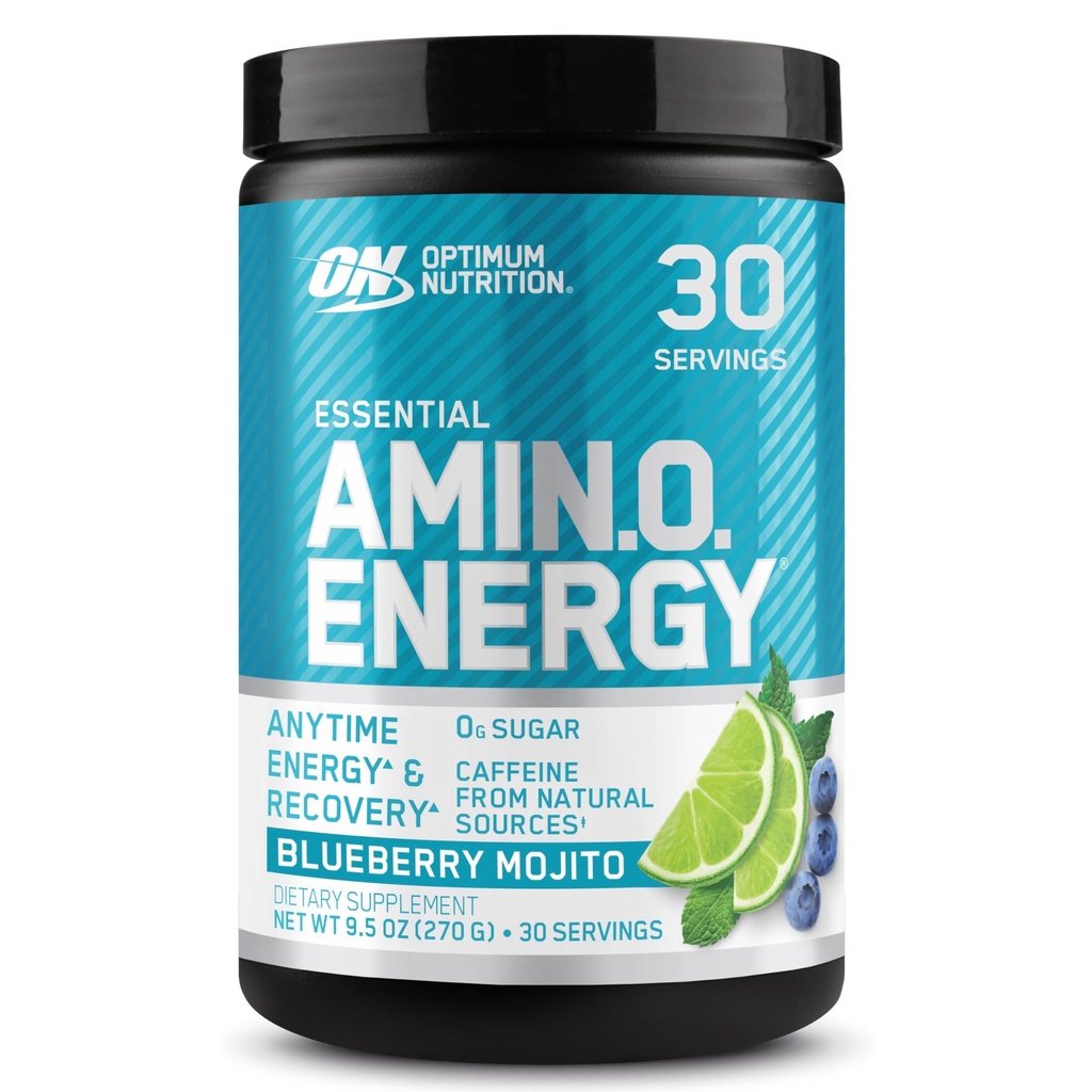 Optimum Nutrition Amino Energy - Pred vadbo z zelenim čajem, BCAA, Aminokisline, Keto Prijazno, Green Coffee Extract, Energy Powder - Borovnice Mojito, 30 Servisi (Packageing May Vary)