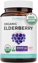 Ekološka kapsula Bezgove jagode - 10:1 Ekstrakt je enak 5000 mg svežih bezgovih jagod (Vegan) za imuno podporo, alergijo, sinusni relief - Sambucus Nigra - Črna Bezgova jagoda - 30 kapsul (brez tablet ali gumijevk)