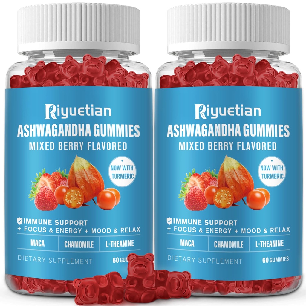Ashwagandha Gumies za ženske in moške - Imunska podpora & Povečana energija - Ashwagandha dodatki za moške in ženske - naravna jagodni okus (120 grof)