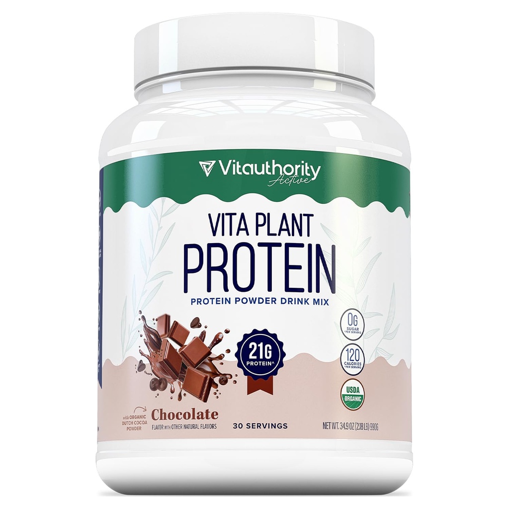 Organic Plant Based Protein for Women Complete Vegan Protein Powder with BCAAs & MCTs Plant-Based 21g, Dairy-Free Gluten-Free No Added Sugar, Supports Muscle Recovery (Chocolate Flavored, 30 Servings)