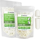 XPRS Nutra Vegan Velikost 00 Ločene kapsule - 500 Premium prazne kapsule Ločene v vrečah - 00 Tablete Prazne za polnjenje (bela)