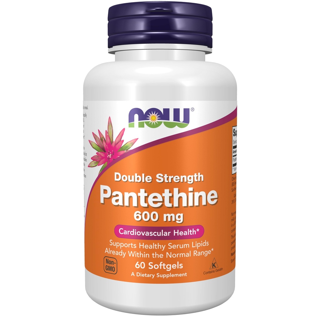 NOW Foods Supplements, Pantethine (Coencim A Precursor) 600 mg, dvojna moč, kardiovaskularno zdravje*, 60 Softgels