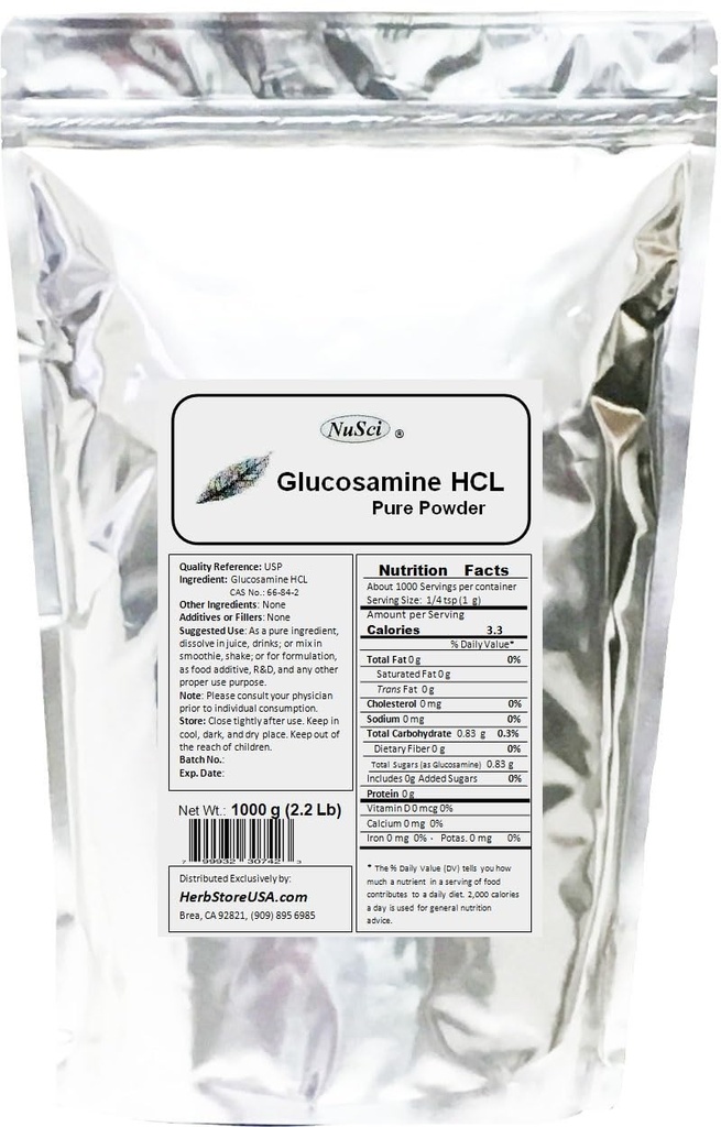 Glucosamine HCL Powder Bulk Pure (1000 g (2.2 Lb))