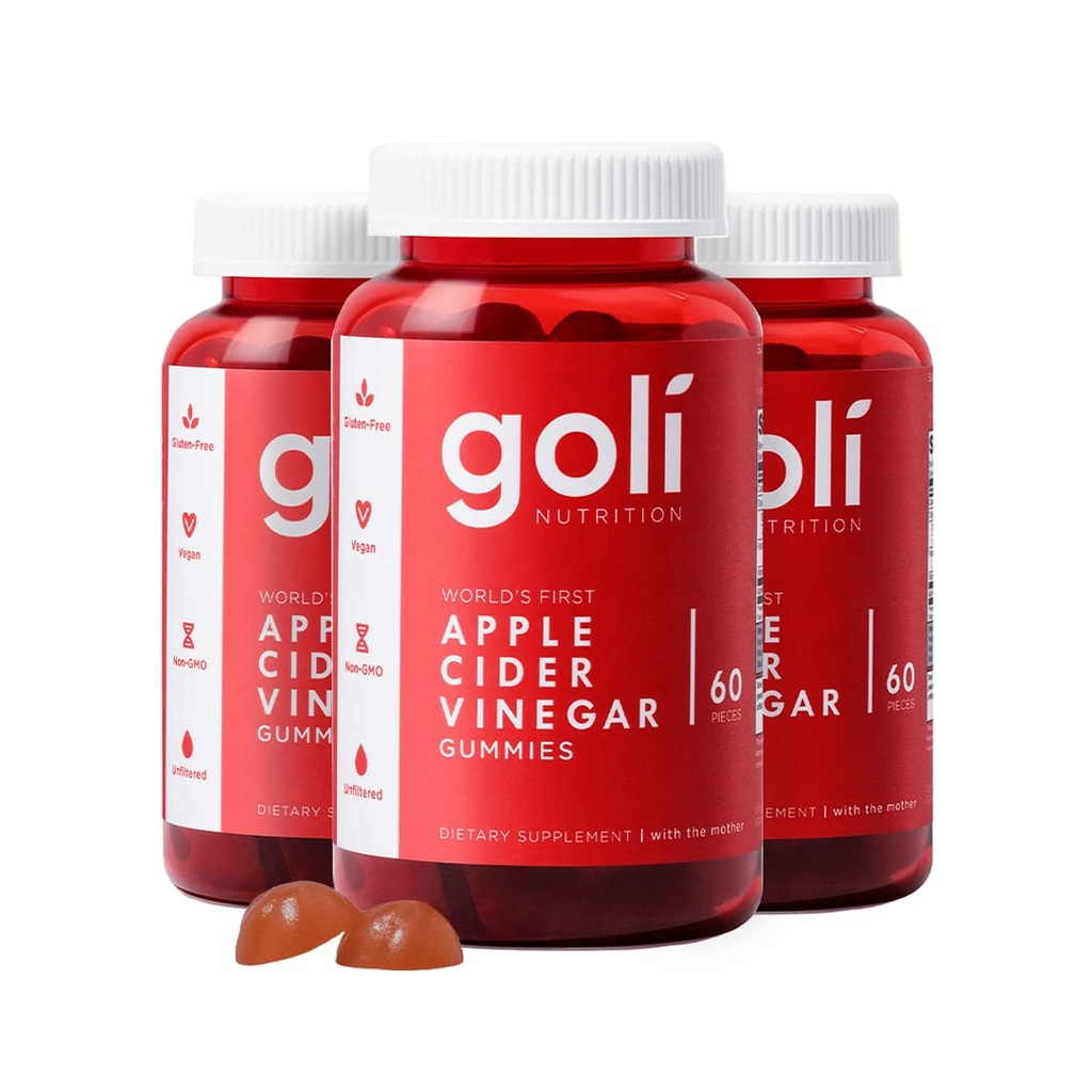 Goli Apple Cider Vinegar Gummy Vitamini - 180 Število - Vitamini B9 & B12, Želatina-free, Gluten-free, Vegan & Non-GMO