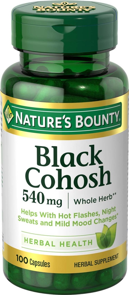 Narava Bounty Black Cohosh Root tablete in zeliščno zdravstveno dopolnilo, naravna menopavzalna podpora, 540 mg, 100 kapsul