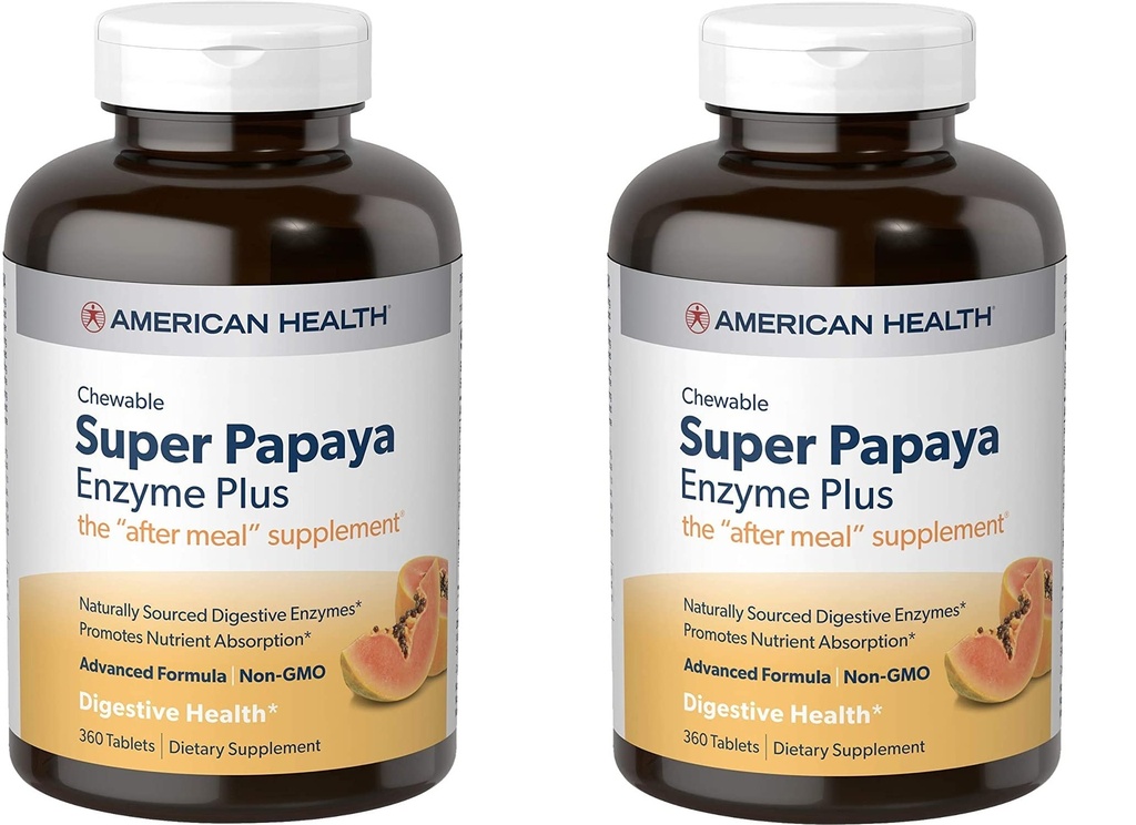 Ameriški zdravilni encimi Žvečljivi Super Papaya Enzyme Plus 360 tablet (paka z 2)