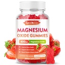 Magnezijev oksid Gumies 400mg, žvečljivi magnezijev oksid dodatek za odrasle in otroke, Živčna in mišična podpora, ne-GMO, brez sladkorja, jagodni okus, 60 Count