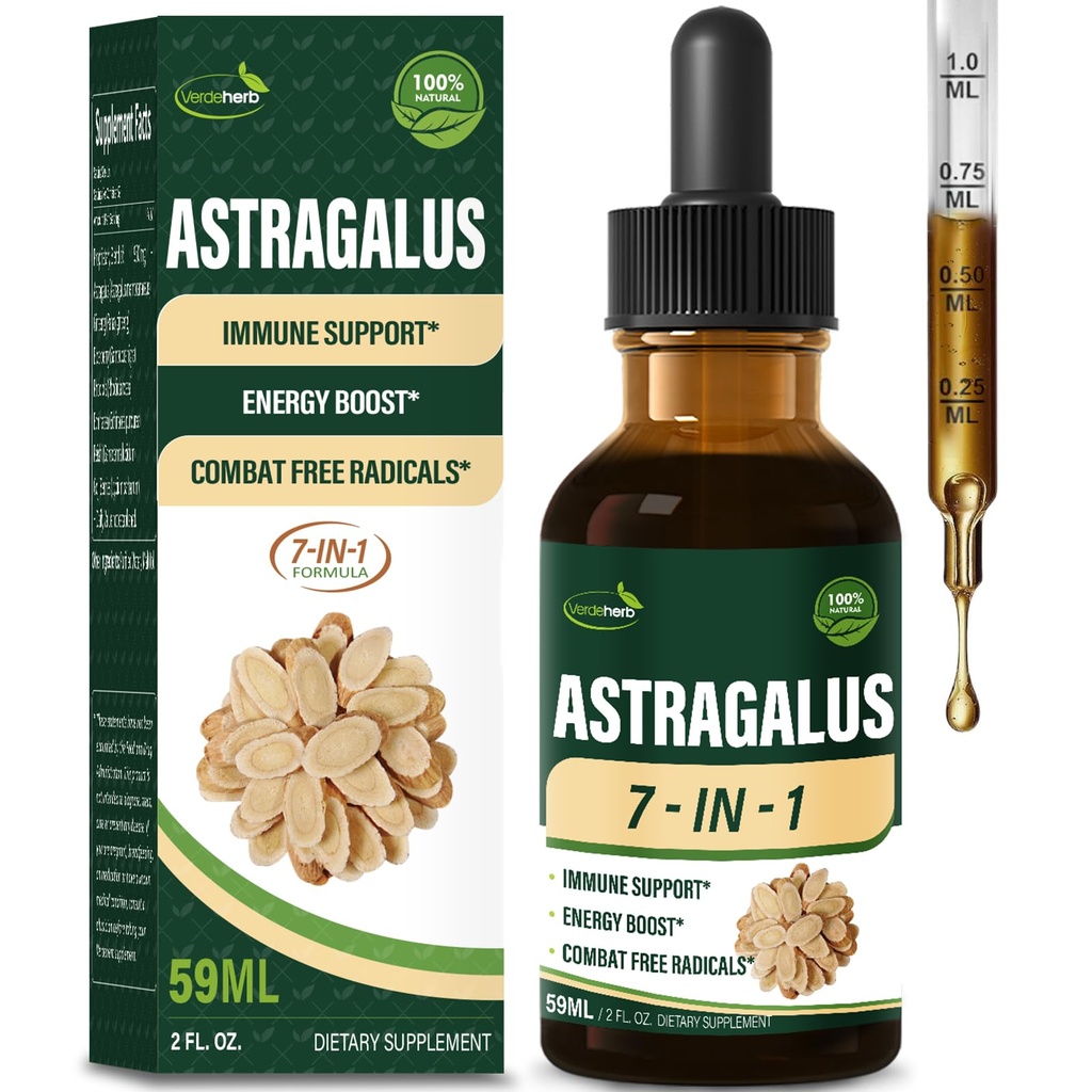 Astragalus Root Extract Zeliščne kapljice za podporo imunskega sistema, Immunity Health & Energy Boost Tinkture dodatki z Rhodiola Rosea, Echinacea, Elderberry, Reishi, Ginseng. Huang Qi. 2oz