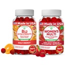 Lunakai Vitamin B12 in ženske multivitaminske gumijaste kroglice - 3000mcg Metilkobalamin Visoka absorpcijska energija Gummy - 100% dnevna vrednost 16 Esencialni vitamini in minerali dodatek - 30 dni