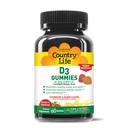 Country Life Vitamin D3 Gummies – 1.000 i.e. holekalciferol, 60 števcev – podpira zdravje kosti in imunskega sistema – vegetarijansko, brez glutena, jagodne in oranžne arome – pektin na bazi, brez umetnih sladil
