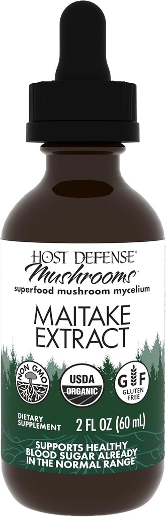 Host Defense Maitake Extract - Imunska in celična zdravstvena podpora - Zeliščni dodatek z Maitake gobe & goba Mycelium - Tekoči dodatek - 2 fl oz (60 Služabnikov)*