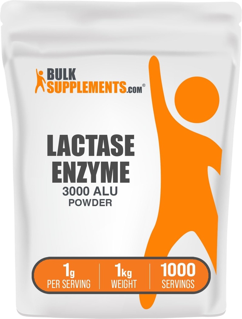 BulkSupplements.com Lactase Enzyme (3000 ALU) Prašek - Enzyme Lactase dodatek, Prebavna podpora - Gluten Free, 1g na Serving, 1kg (2,2 lbs) (Pack of 1)