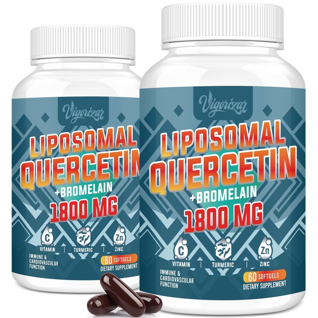 Liposomska Quercetin Phytosome, Quercetin z bromelainom, cinkom in vitaminom C, Bioaktivni fitosomski kompleks, 20X višja absorpcija - 120 Softgels