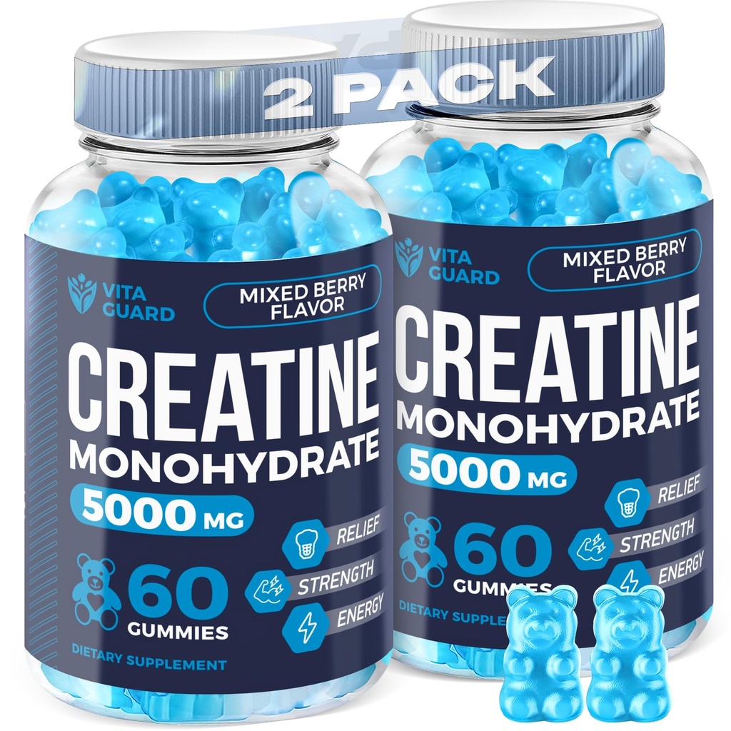 5000mg Kreatin monohidrat Gumije Formula za moške in ženske Ultimate Muscle Builder, Energy Booster & Pre-Workout dodatek (2 paket)
