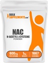 BulkSupplements.com NAC Powder - N-Acetil Cysteine 600mg, NAC dodatek - Antioksidant Podpora, Gluten Free - 600mg na Serving, 1667 Servings, 1kg (2,2 lbs) (Pack of 1)