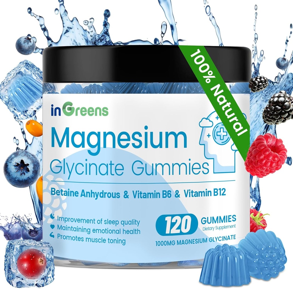 120 Štetje Magnezij Glycinate Gumies 700mg, Žvečljivi Magnezij Gumiji za odrasle in otroke, Visoka absorpcija, spanje, Sprostitev in fokus podpora, Non-GMO, Gluten-free, Mešana Berry Flavor, 60 dnevna dobava