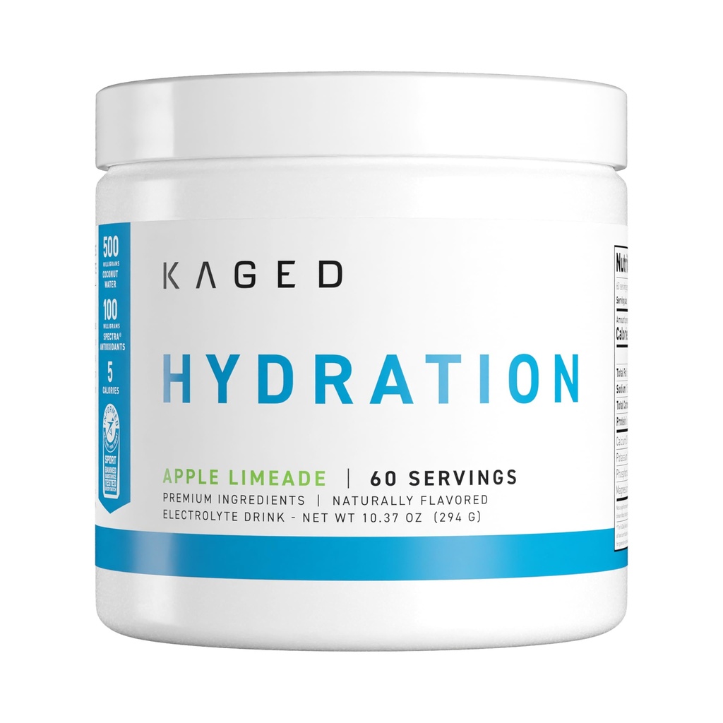 Kaged Electrolyte Hydration Powder Hydracharge Apple Limeade Športni napitek za moške in ženske Pre, Post, Intra Workout dodatek 60 Servisi