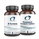 Zasnova za zdravje Magnezij Glycinate Complex (60 kapsul) & B-supreme (60 kapsul) paket - B vitaminski kompleks z visoko absorpcijo magnezijev dodatek