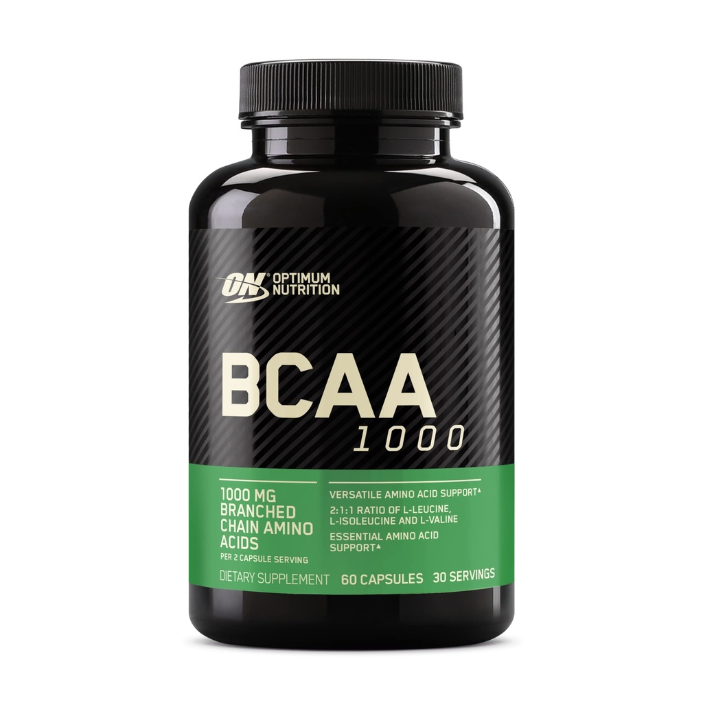 Optimum Nutrition Instantized BCAA kapsule, Keto prijazno razvejene verige Eterične aminokisline, 1000mg, 60 Število