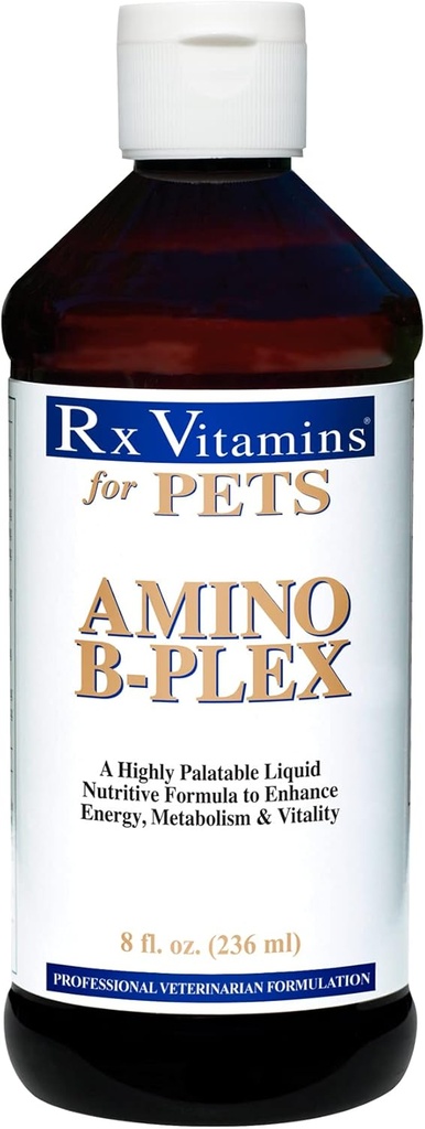 Rx Vitamini za hišne ljubljenčke Amino B-pleks za pse in mačke - Zdrava hranila Izboljšajte energijsko presnovo in vitalnost - Bacon Flavor 8 fl. oz.